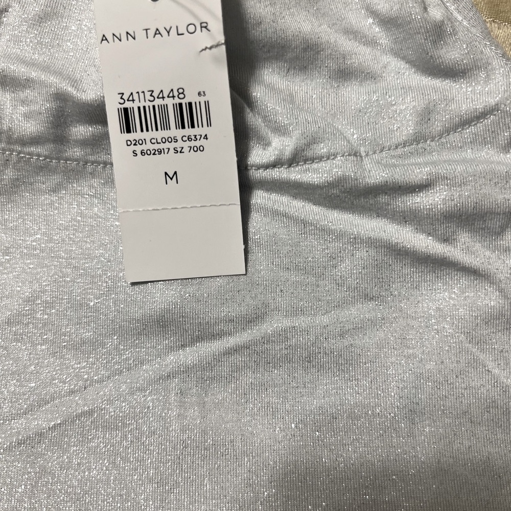 Ann Taylor shimmery silver mock turtleneck